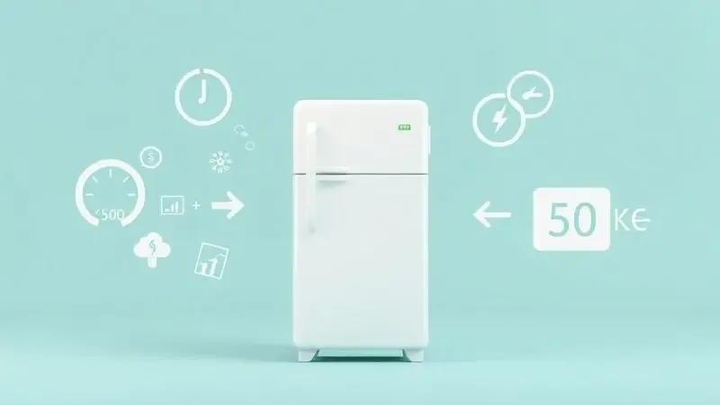 Ilustração conceitual do cálculo do consumo de energia da geladeira