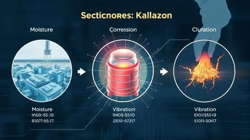 Ilustração conceitual das principais causas de falha em sensores de temperatura