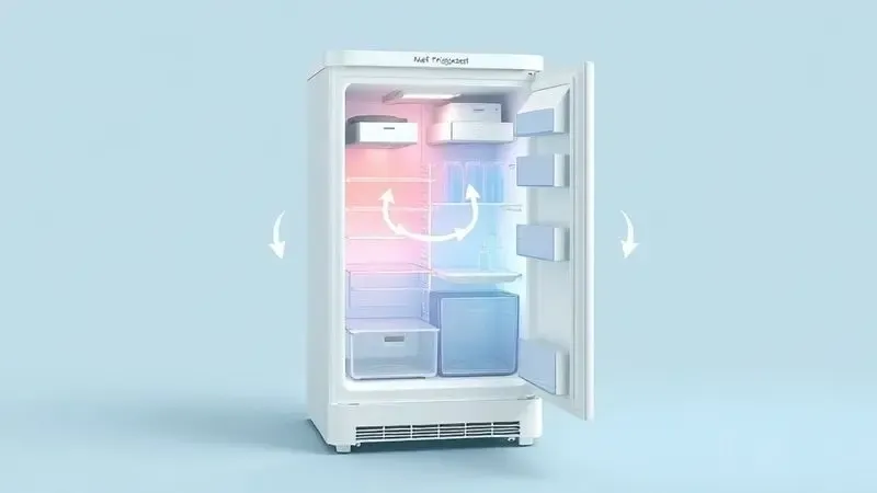 Diagrama ilustrativo do ciclo de refrigeração completo mostrando fluxo do gás refrigerante e zonas de temperatura