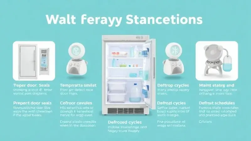 Representação gráfica das cinco dicas para economizar energia na refrigeração durante o inverno