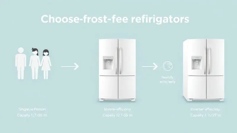 Fluxograma conceitual para escolher geladeira frost free ideal baseado em tamanho familiar e necessidades específicas.
