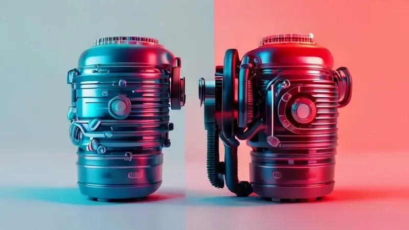 Comparação visual entre compressor queimado e travado, mostrando diferenças conceituais de estados de defeito.
