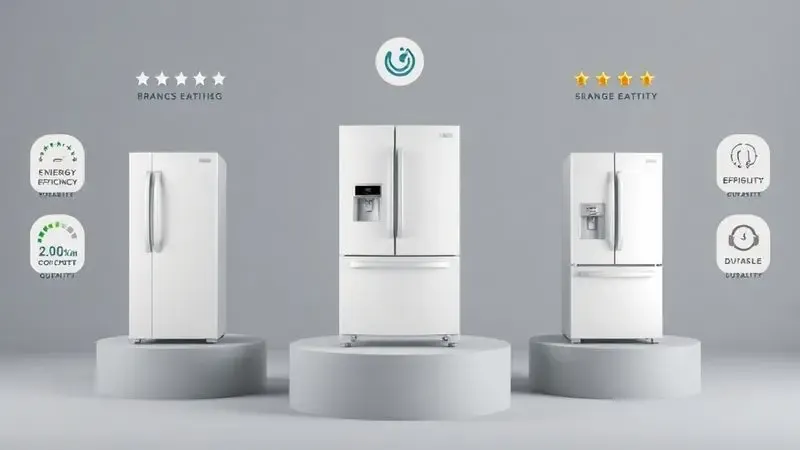 Comparação conceitual de características entre marcas de geladeiras grandes