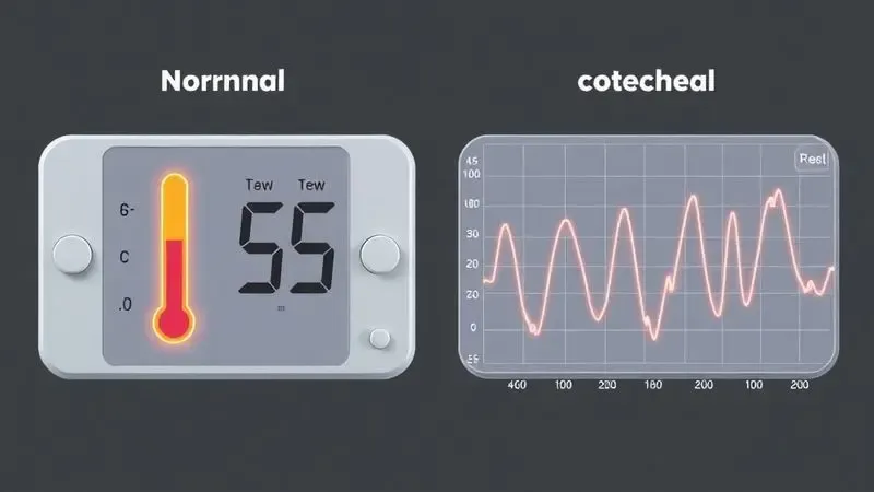 Ilustração conceitual comparando leituras normais e com defeito de sensor de temperatura
