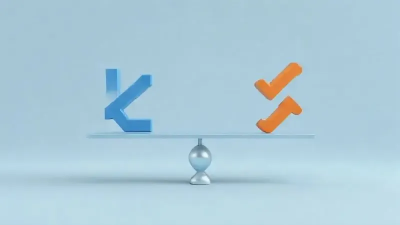 Ilustração conceitual de uma balança equilibrada representando o comparativo entre as marcas de geladeiras Electrolux e Consul.