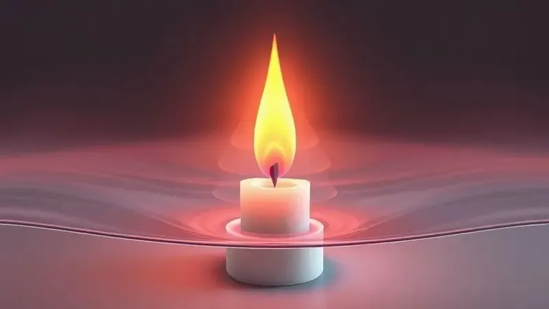 Ilustração conceitual mostrando correntes de convecção ao redor de chama de vela explicando formato ascendente