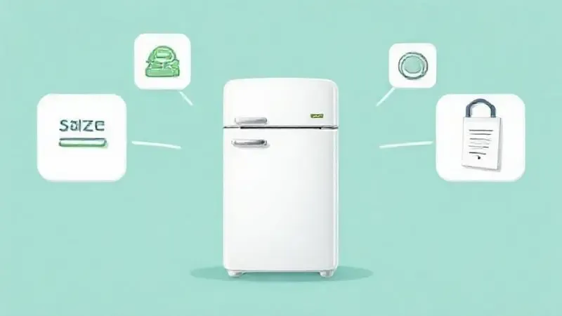 Ilustração conceitual dos principais critérios para escolher uma geladeira pequena com foco em tamanho e eficiência.
