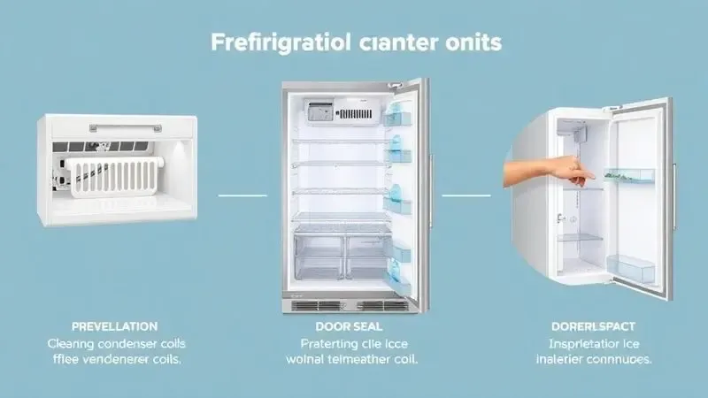 Ilustração conceitual sobre cuidados e manutenção preventiva de geladeiras frost free