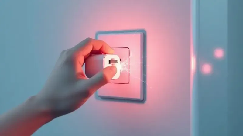 Ilustração 3D mostrando como retirar plugue de geladeira da tomada com segurança