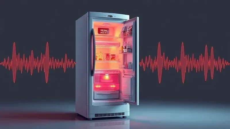 Visualização conceitual de diagnóstico de problemas no compressor com padrões de calor e vibração