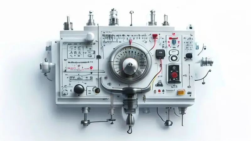 Diagrama ilustrativo dos componentes internos de um termostato mostrando bobina bimetálica e contatos elétricos em corte conceitual