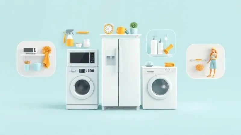 Conceito ilustrativo de dicas de manutenção e cuidado prolongado para geladeira limpa.