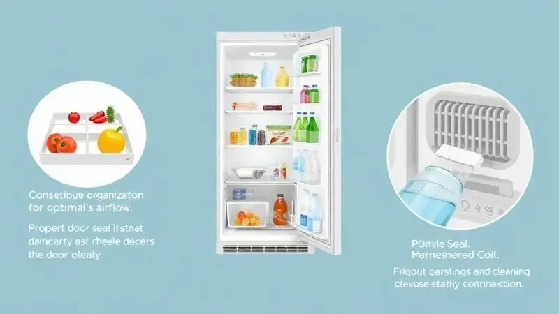 Práticas de manutenção e organização para otimizar a temperatura da geladeira e economizar energia.