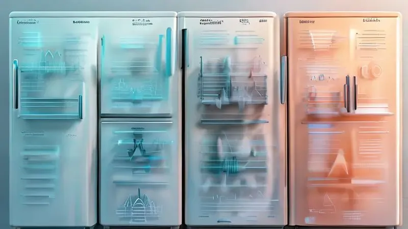 Dicionário visual de sons da geladeira mostrando diferentes padrões de ondas sonoras representando cada tipo de ruído