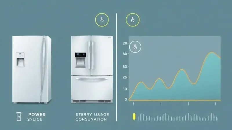 Ilustração conceitual comparando consumo energético de diferentes sistemas de refrigeração