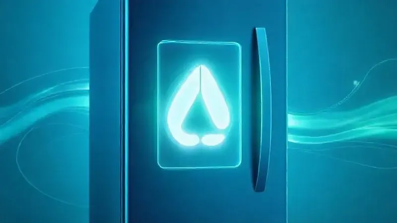 Ilustração conceitual sobre economia de energia e alta eficiência energética em refrigeradores modernos.