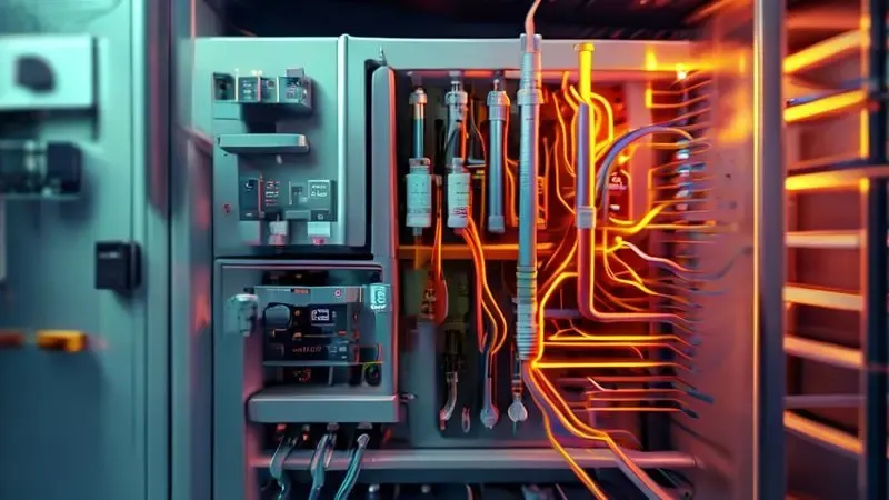 Ilustração conceitual da função do fusível térmico no sistema elétrico de uma geladeira