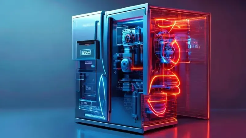 Diagrama ilustrativo do sistema de refrigeração mostrando o funcionamento do relé como interruptor