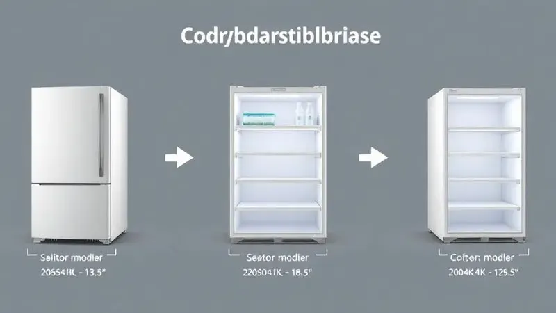 Visualização conceitual de compatibilidade entre modelos de geladeira e prateleiras