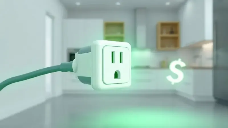 Ilustração conceitual sobre a alta eficiência energética e economia na conta de luz de um eletrodoméstico moderno.