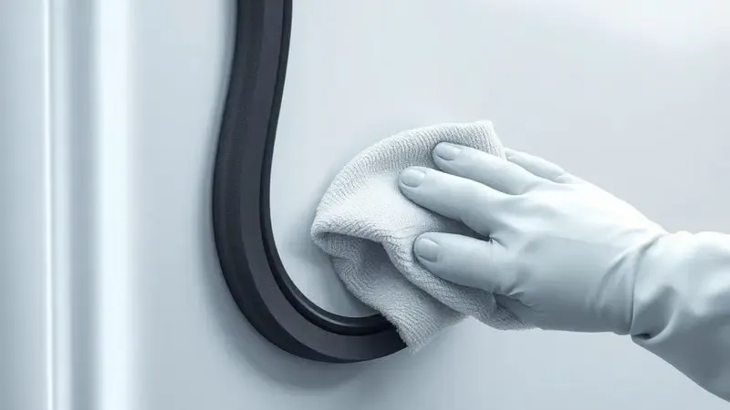 Ilustração conceitual da limpeza da borracha de vedação da geladeira
