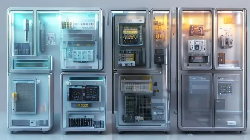 Ilustração conceitual mostrando as diferentes localizações do fusível em modelos variados de freezer