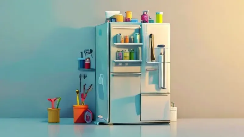 Conceito ilustrativo de manutenção e cuidados para geladeira duplex durar mais tempo