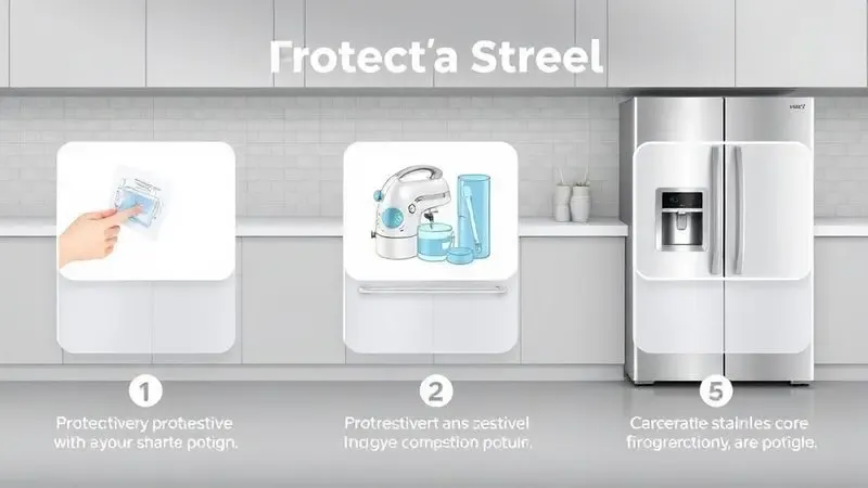 Ilustração conceitual mostrando técnicas de manutenção preventiva para geladeiras de inox