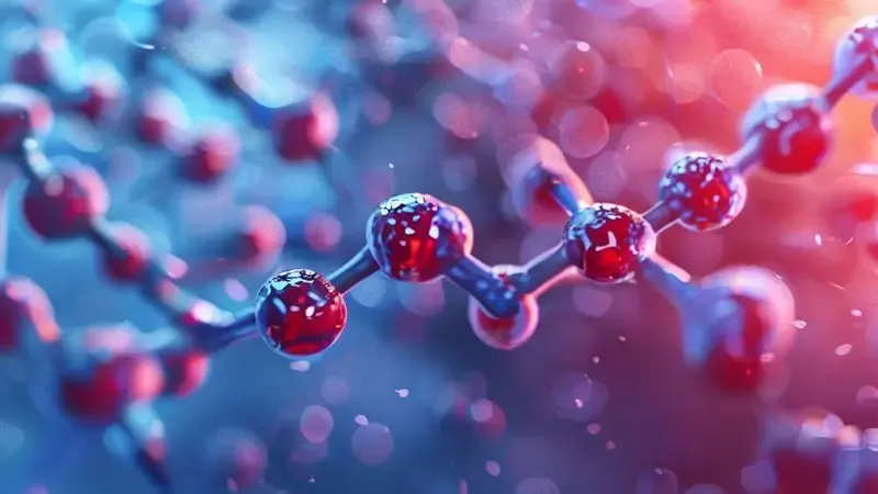 Visualização artística de ligações moleculares da cola adesiva mostrando força de adesão entre superfícies