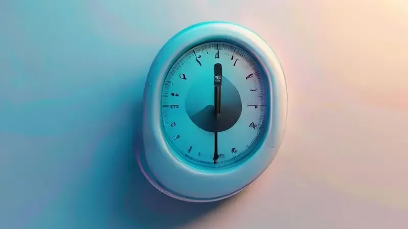 Ilustração artística de termostato de geladeira com escala de 1 a 5 mostrando gradientes de temperatura coloridos