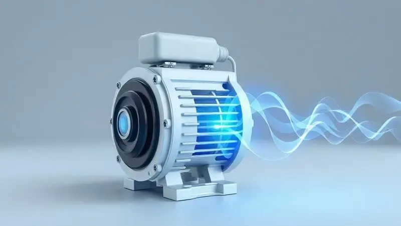 Representação ilustrativa conceitual do pico de energia do compressor da geladeira durante a partida com visualização de ondas elétricas.