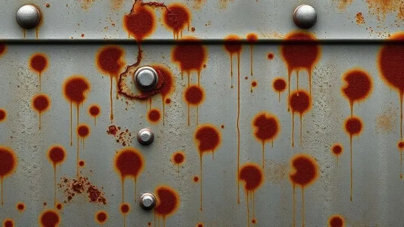 Ilustração conceitual do processo de formação de ferrugem em metal com umidade e oxidação.