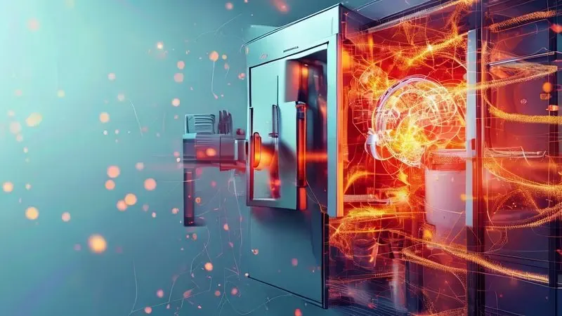 Ilustração conceitual de problemas técnicos em sistema de refrigeração com vazamento de energia