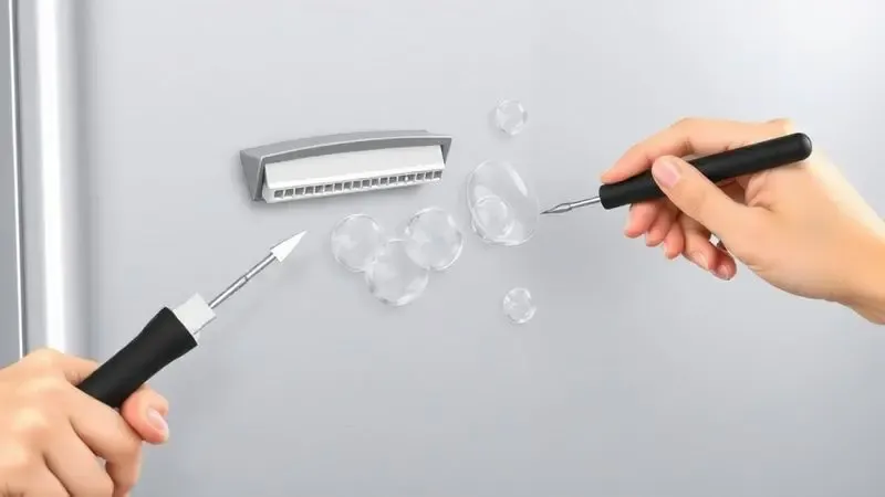 Remoção de bolhas de ar do envelopamento de geladeira com espátula e agulha.