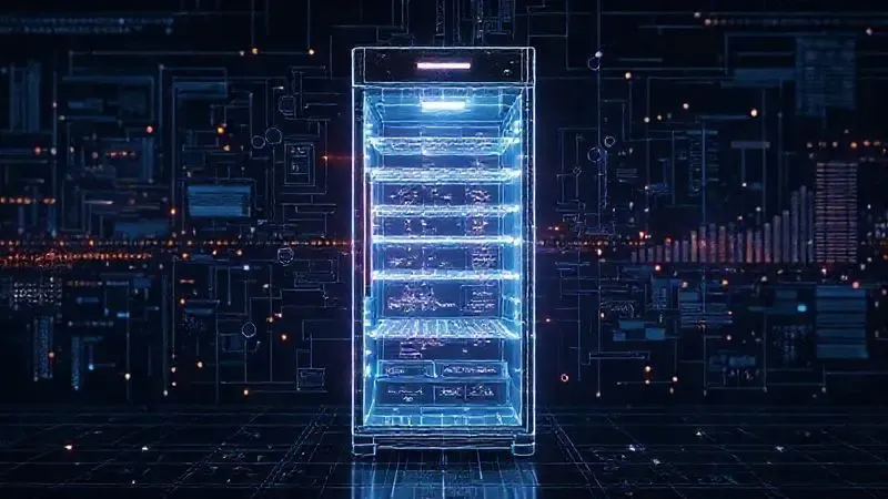 Render artístico de um painel de dados técnicos com gráficos e especificações, representando uma ficha técnica inteligente e detalhada.