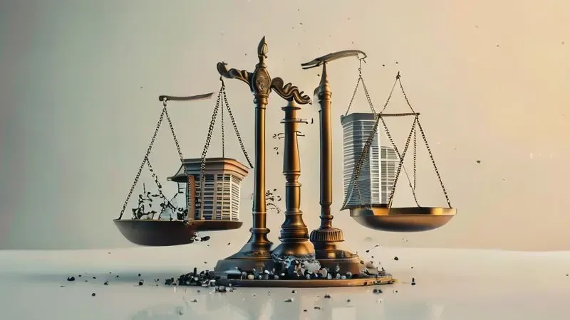 Ilustração conceitual sobre responsabilidade legal entre consumidor e concessionária de energia por danos elétricos