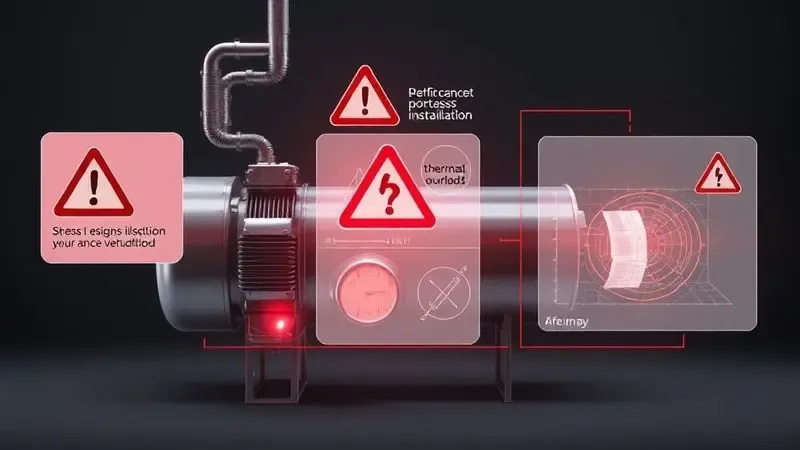 Representação ilustrativa 3D dos riscos técnicos ao instalar compressor com capacidade inadequada em sistema de refrigeração