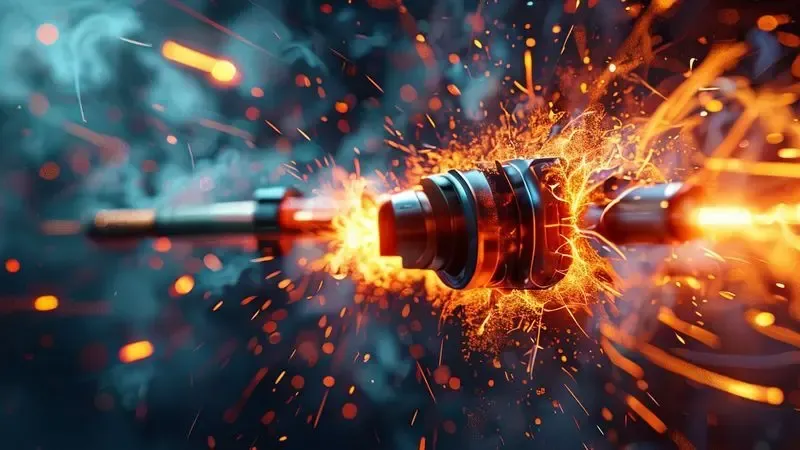 Ilustração conceitual mostrando os riscos de danos ao ligar um aparelho 110V em uma tomada 220V.