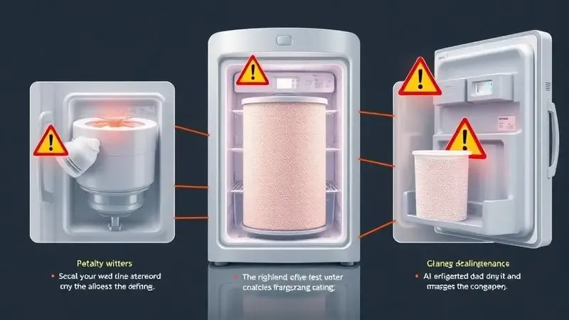 Ilustração conceitual mostrando os riscos da manutenção incorreta do filtro secador da geladeira