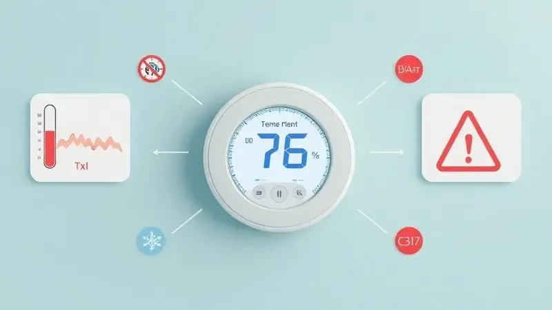 Sinais de problemas em termostato de geladeira com indicadores de falha conceituais