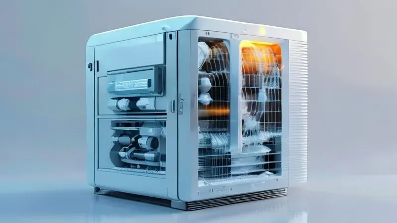 Ilustração conceitual do sistema Frost Free com componentes específicos destacados