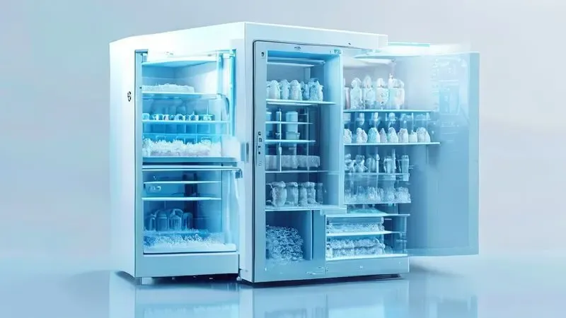 Diagrama ilustrativo da tecnologia frost free mostrando circulação de ar e sistema anti-gelo em geladeira