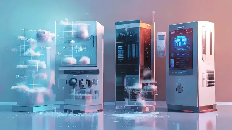 Comparação visual das diferentes tecnologias de degelo em refrigeradores modernos