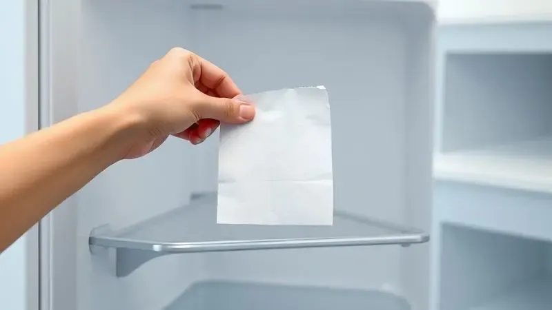Teste da folha de papel para verificar a vedação da borracha da geladeira