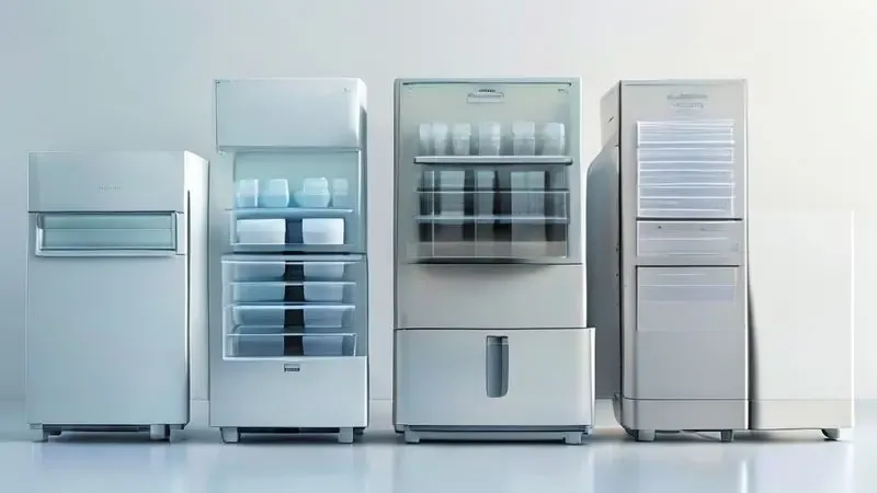 Representação ilustrativa dos diferentes tipos de filtros presentes em uma geladeira moderna
