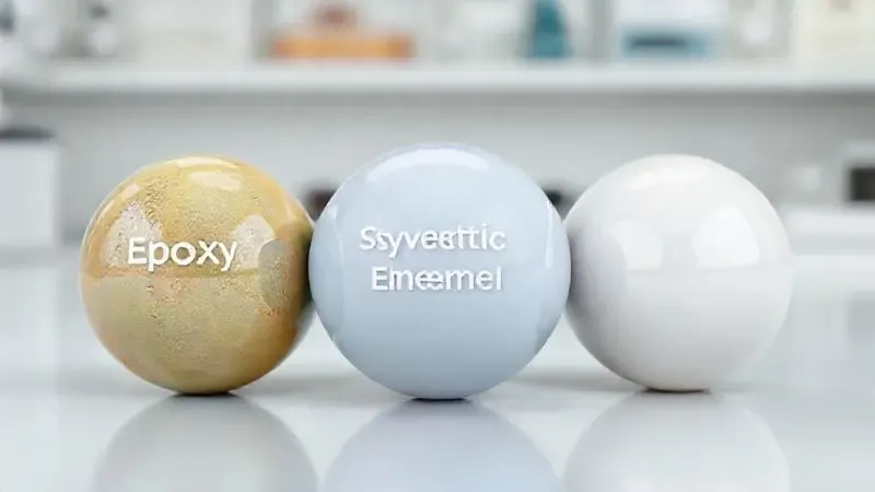 Ilustração conceitual dos diferentes tipos de tinta indicados para pintar geladeiras: Epóxi, Esmalte Sintético e Spray.