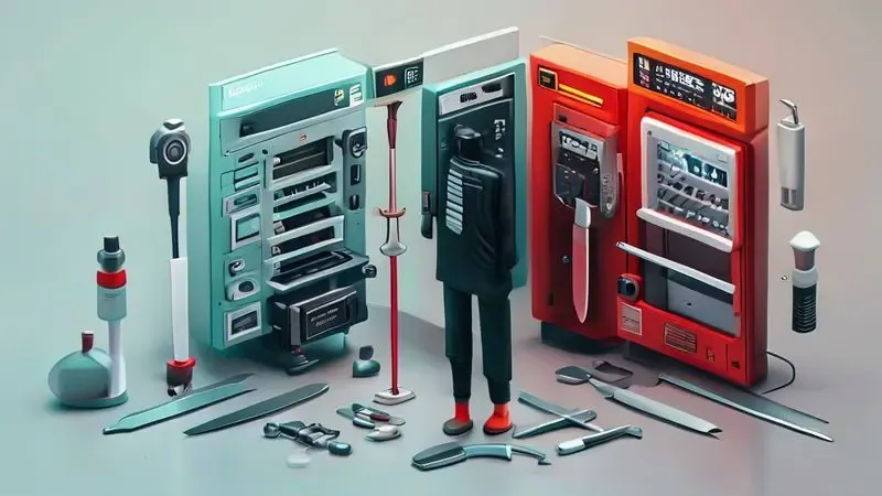 Ilustração conceitual comparando métodos seguros e perigosos para descongelar geladeira rapidamente