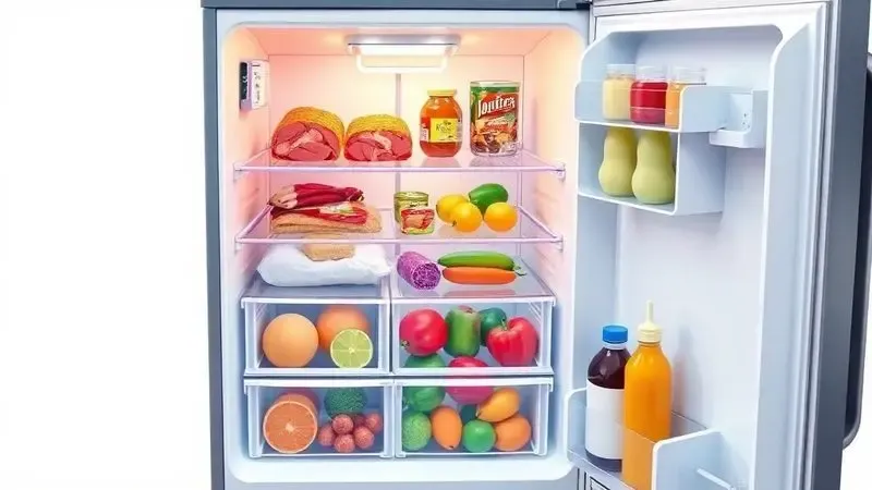 Diagrama ilustrativo do zoneamento térmico de geladeira mostrando onde cada tipo de alimento deve ser armazenado para melhor conservação.